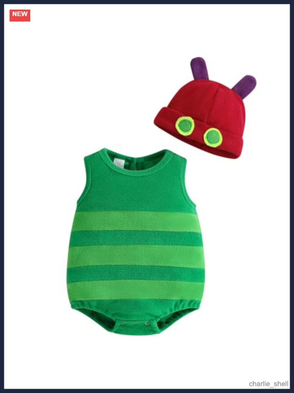 Infant Halloween Caterpillar Costume Sleeveless Striped Fleece Bodysuit & Hat
